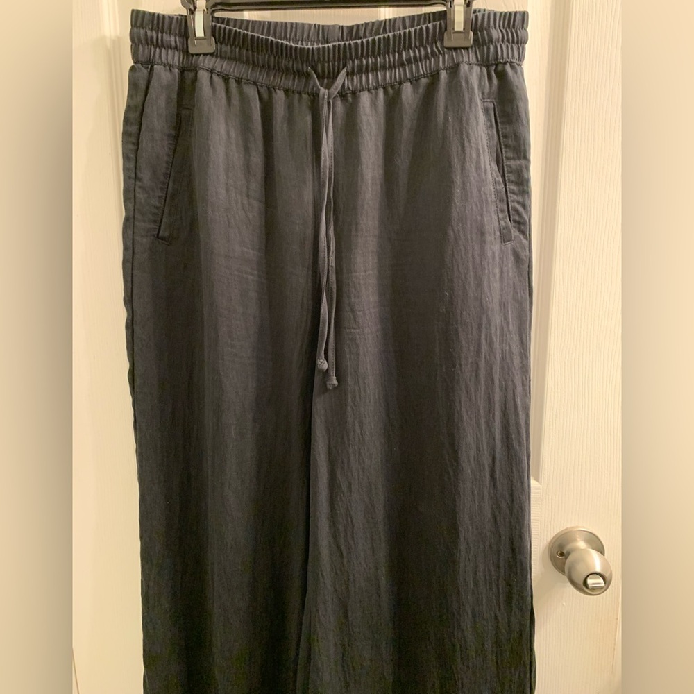 Women’s Casual Black Wide Leg Pants with elastic waist Tall